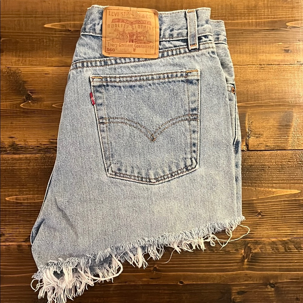 Levi's Frayed Hem Light Blue Shorts